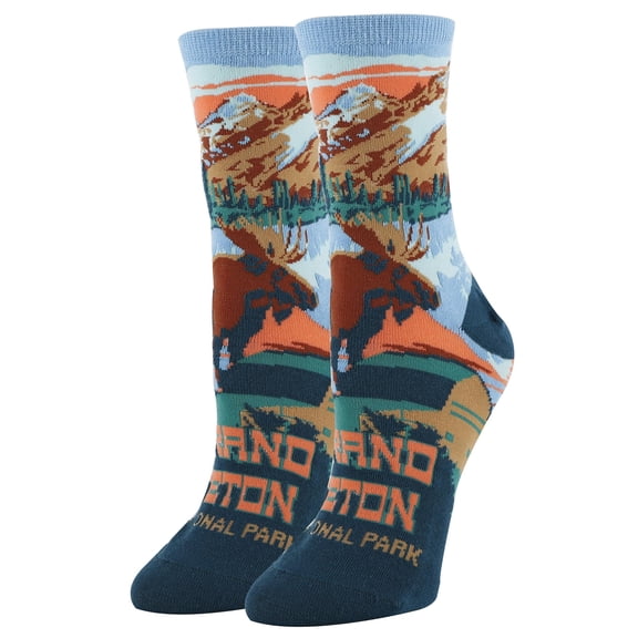 ooohyeah Women’s Funny National Parks Crew Socks, Crazy Novelty Cotton Dress Socks, Grand Teton, Size 5-10