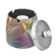 thumbnail image 2 of Abstract Waves Curves Ashtray with Lid Smell Proof Cigarette Ashtray Stainless Steel Smokeless Ash Holder for Indoor Outdoor, 2 of 7