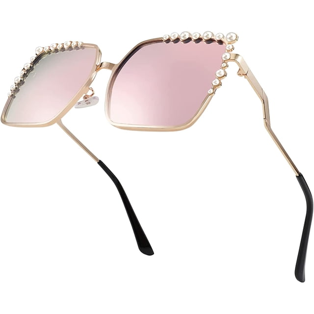 Gafas de sol cuadradas extragrandes para mujer con diseño de perla para mujer 2021