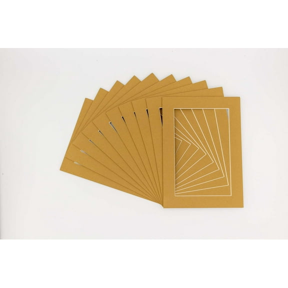 Rattan Acid Free 8x10 Picture Frame Mats with White Core Bevel Cut for 6x8 Pictures - Fits 8x10