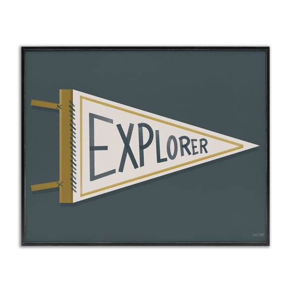 Stupell Industries Traditional Explorer Retro Pennant Black Framed Giclee Art, 14 x 11, by House Fenway