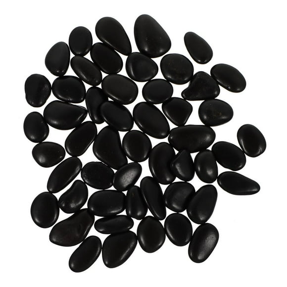 HLONK 50 Pcs Flat Stones For Painting Diy Black Oval Small Rocks For Bedroom Decor