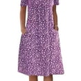 thumbnail image 4 of FASHIONWT Women Vintage Easter Printed Short Sleeve Crewneck Midi Pockets Dress, 4 of 4