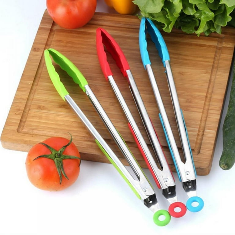 Stainless Steel Silicone Tongs for Cooking, Set of 2, 7 and 9 Inch Locking Kitchen  Tong, Heat Resistant Tip, Strong Grip, Black (other colors available) -  InstaGrandma's Kitchen