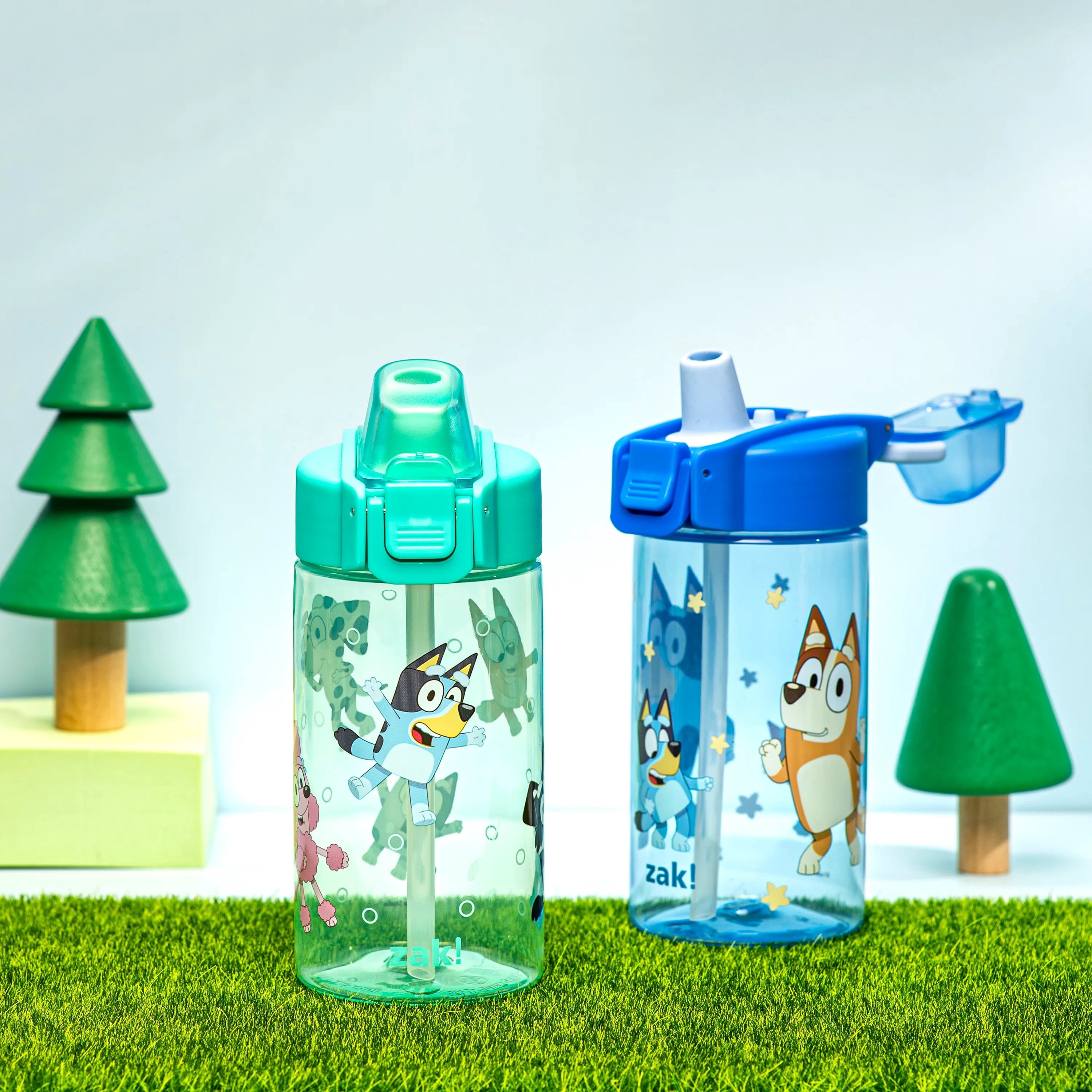 Zak Designs 16oz Bluey Jubilation Durable Plastic Water Bottle, 2pk.