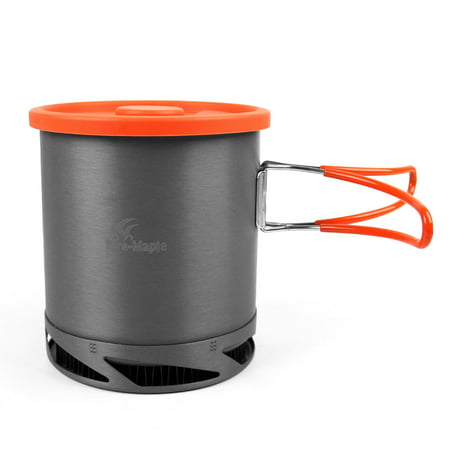 1L Heat Collecting Exchanger Pot Cup Camping Picnic Cooking Pot with Foldable