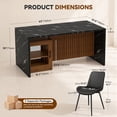 thumbnail image 3 of Hawsaiy 5 Piece Dining Table Set for 4, 63" Faux Marble Dining Table with LED Lights & Storage Cabinet, Kitchen Table and 4 PU Leather Upholstered Dining Chairs, Black, 3 of 10