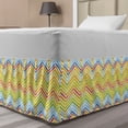 thumbnail image 1 of Zigzag Bed Skirt, Watercolor Painting of Chevron Pattern in Happy Energetic Colors Theme, Elastic Bedskirt Dust Ruffle Wrap Around for Bedding Decor, 4 Sizes, Multicolor, by Ambesonne, 1 of 2