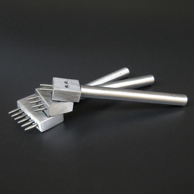 Acero inoxidable 4 mm 2/4/6 puntas fila perforadora diamante cordón costura cincel conjunto DIY cuero artesanía herramientas (4 mm)