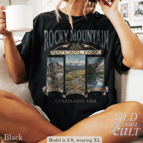 Rocky Mountain National Park Vintage Graphic Tshirt, Retro Colorado Travel USA 90s Tee, Unisex Cotton T-Shirt, Sizes S-3XL