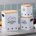 thumbnail image 2 of twisto 3 Pieces Square Canister Set Carbon Steel Vented Storage Canisters Ventilated Bamboo Lid Canisters, Beige, 2 of 9