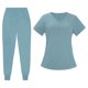 thumbnail image 3 of Conjunto de traje médico para mujer, ropa de trabajo lavable a máquina, suave, con bolsillos, uniforme para enfermería, pantalones para correr Azul claro, 3 of 8