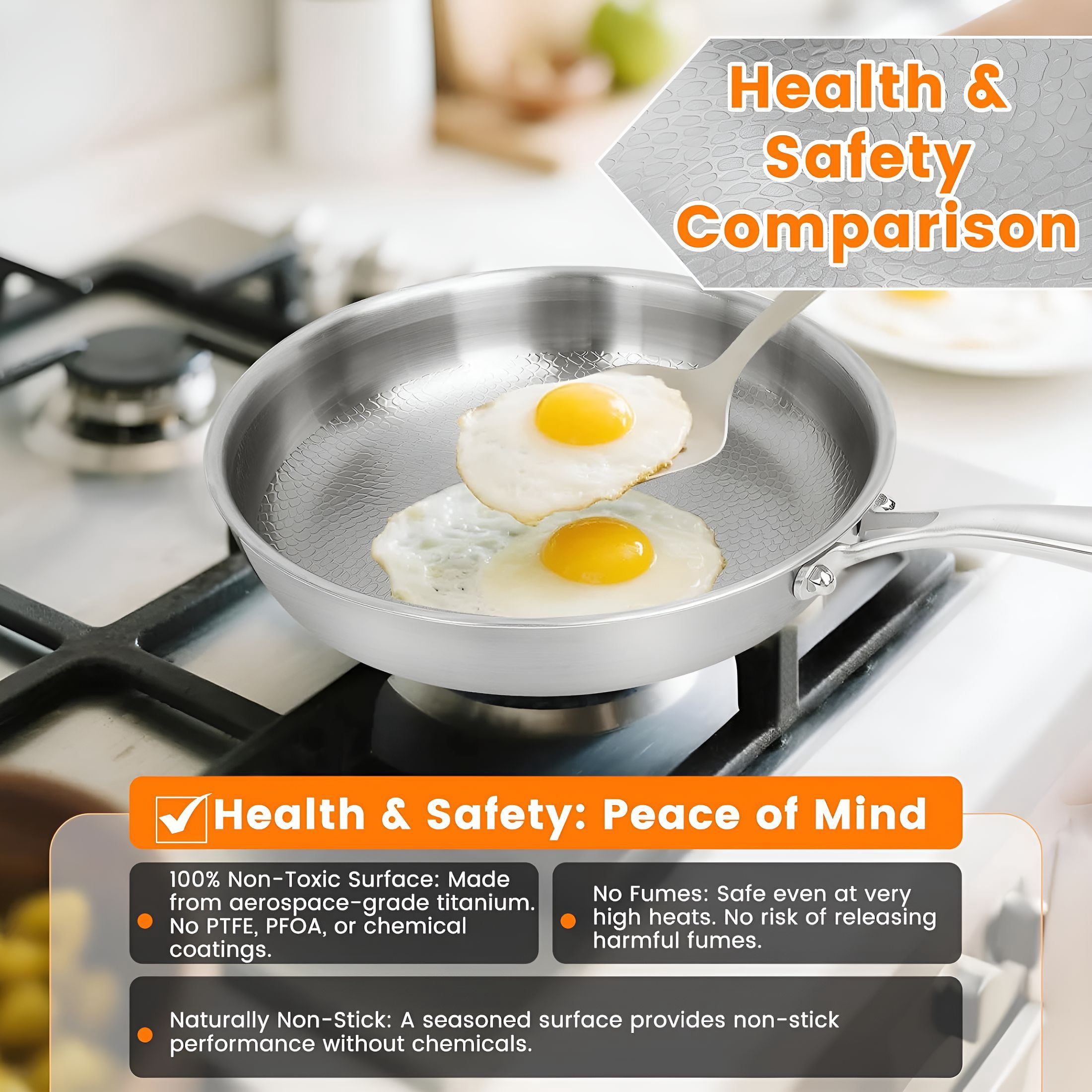 ACDANC Titanium Hammered Pan Pro with Lid-11.02 Inch Titanium Non Stick Frying Pan | Scratch-Resistant,Even Heating Cookware for All Stovetops(11In-With Lid)