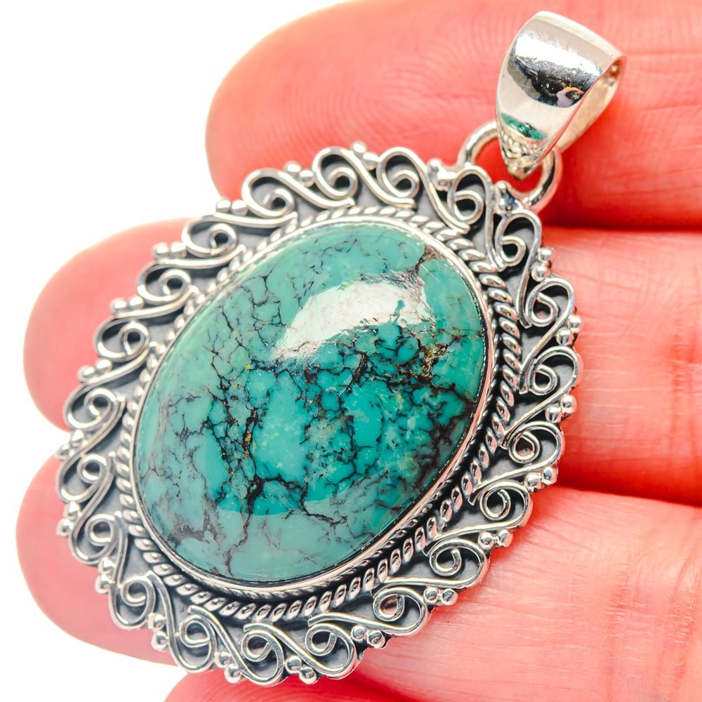 New Tibetan Silver Diamond Turquoise Necklace Pendant Boho Jewellery Gift Bag 