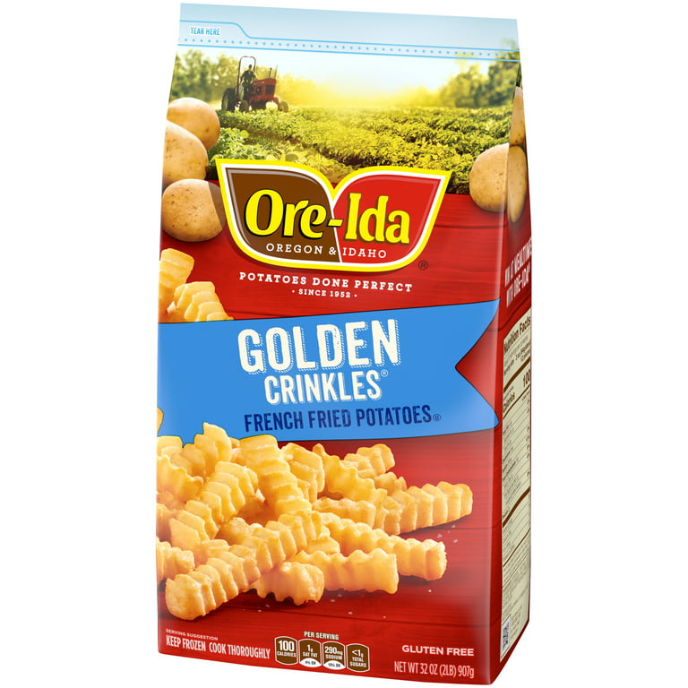 Ore-Ida Golden Crinkles, Crinkle Cut Fries, French Fries Fried Frozen  Potatoes, Value Size, 5 lb Bag