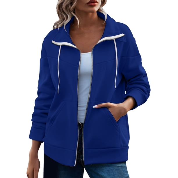 Chaqueta de suéter ligero Gibobby de manga larga de otoño e invierno para mujer Y2K azul L