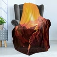 thumbnail image 4 of Northwoods Soft Flannel Fleece Throw Blanket, Sunrise in Mountains with River and Forest Idyllic Morning, Cozy Plush for Indoor and Outdoor Use, 60" x 80", Burgundy Burnt Sienna, by Ambesonne, 4 of 5