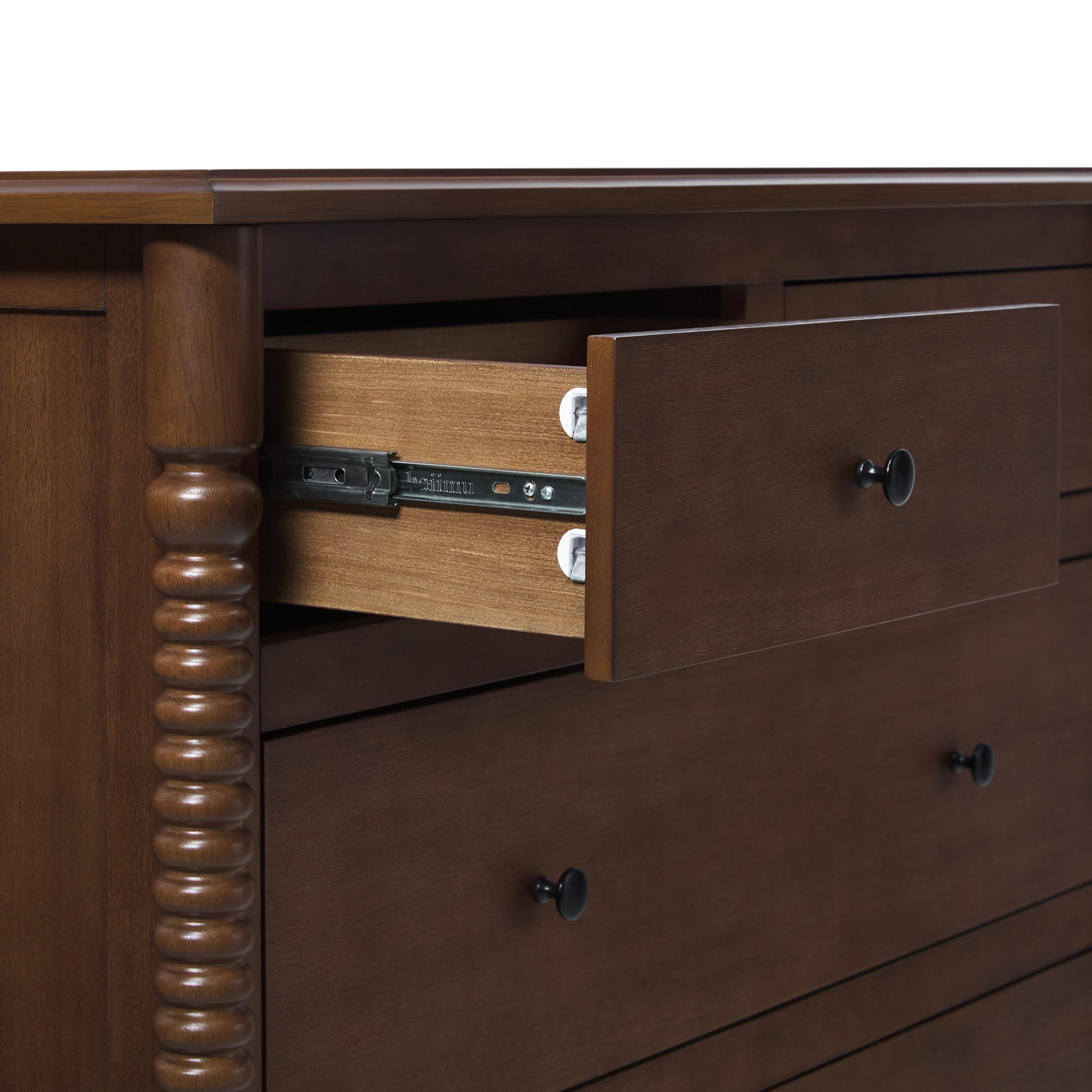 Vivienne Walker Edison Easy Assembly Solid Wood Spindle 5-Drawer Dresser - Dark Brown