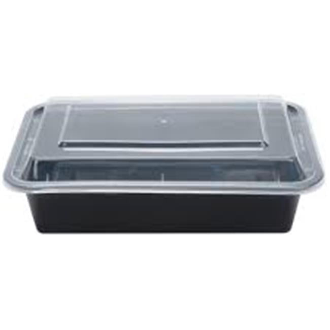 CPC NC888d 38 oz Black Plastic Container with Translucent Lid, 6 x 8.5