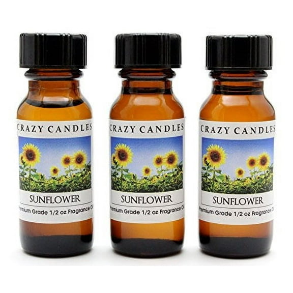 sunflower 3 bottles 1/2 fl oz each (15ml) premium grade scented fragrance oil by crazy candles
