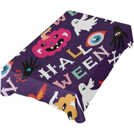 

Hyjoy Happy Halloween Rectangle Tablecloth 54x72In Dinner Table Cover for Outdoor & Indoor Patio Picnic BBQ Holiday Party Halloween Decoration