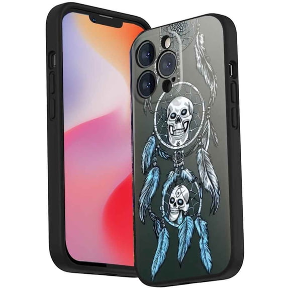 Compatible with iPhone 14 Pro Max Phone Case, Dream-catcher-Skull-1 Case Men Women, Flexible Silicone Shockproof Case for iPhone 14 Pro Max