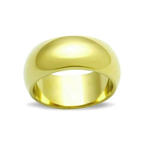 14K Gold Ion Plated Stainless Steel 316, 8mm Wide Wedding Band Womens Size 6