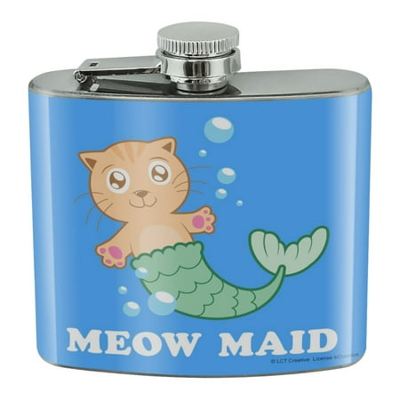 

Meowmaid Cat Mermaid Funny Humor Stainless Steel 5oz Hip Drink Kidney Flask
