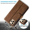 thumbnail image 4 of Wallet Case for iPhone 14 Pro Max, Retro Matte 9 Card Holder Slots Zipper Pocket Case PU Leather Magnetic Closure Kickstand with Wrist Strap Shockproof Folio Flip Case - Brown, 4 of 18