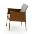 thumbnail image 4 of Modrest Pettit Upholstered Modern Fabric Arm Dining Chair in Light Gray/Camel, 4 of 6