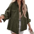 thumbnail image 2 of Women Long Sleeve Corduroy Peplum Shacket Jacket Button Down Babydoll Shirts Oversized Casual Blouses Tops, 2 of 6