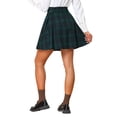 thumbnail image 3 of INSPIRE CHIC Vintage Plaid Skirt for Women's Double Breasted A-Line Pleated Mini Skirts L Green, 3 of 6