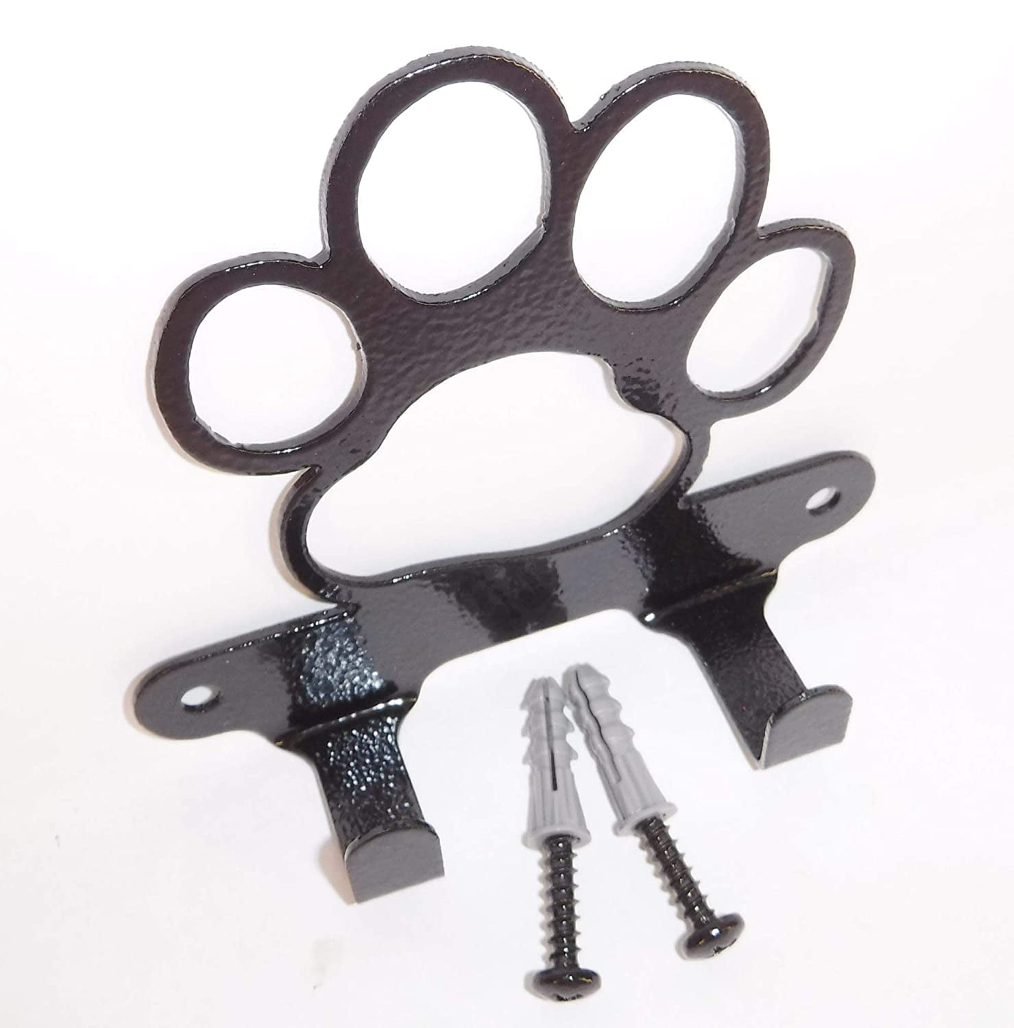Dog Paw Gloss Black Color Screws Included. Dog Leash Hook Hanger Solid Steel Made in USA 