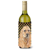 Buff Cocker Spaniel  Candy Corn Halloween Wine Bottle Hugger