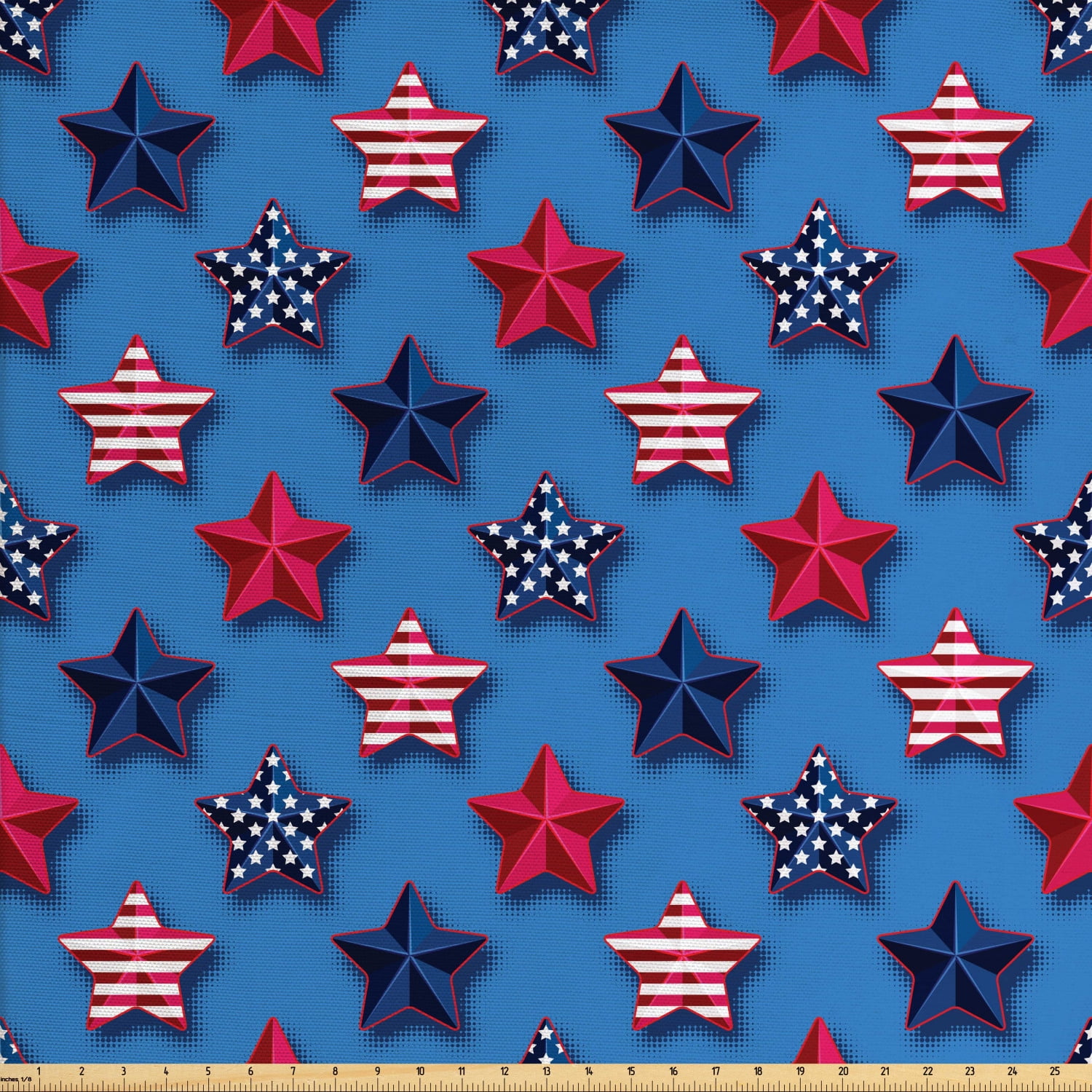 4th of July Fabric by The Yard, Stars with American Flag Pattern