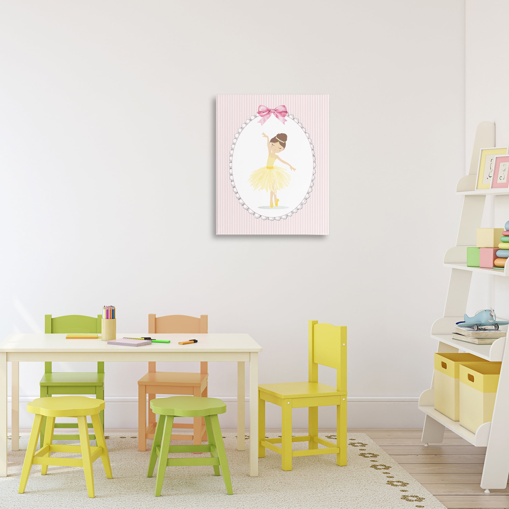 Stupell Industries Dainty Dance on Stripes Canvas Wall Art, design by Christine Simpson Art