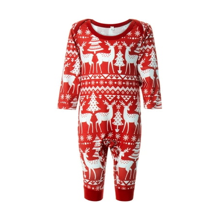 

Farrubbyine8 Christmas Parent-child Elk Flower Printed Round Collar Top Pants