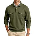 thumbnail image 2 of JULMCOMO Polo Shirts for Men Button Collared Casual Workwear Style Long Sleeve Shirts Regular Fit Work Tops with Chest Pockets Army Green XL, 2 of 7