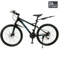 thumbnail image 3 of 26 Inch Full Suspension Mens Mountain Bike, Shimano 21 Speed, Dual Disc Brake Bike for Men Womens Teen Adult Bicycle With Bike Lock And Air Pump, 3 of 11