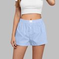 thumbnail image 2 of biudgviw Summer Shorts for Women High Waisted Wide Leg Cotton Linen Shorts Plaid Beach Vacation Lounge Bottoms, 2 of 6