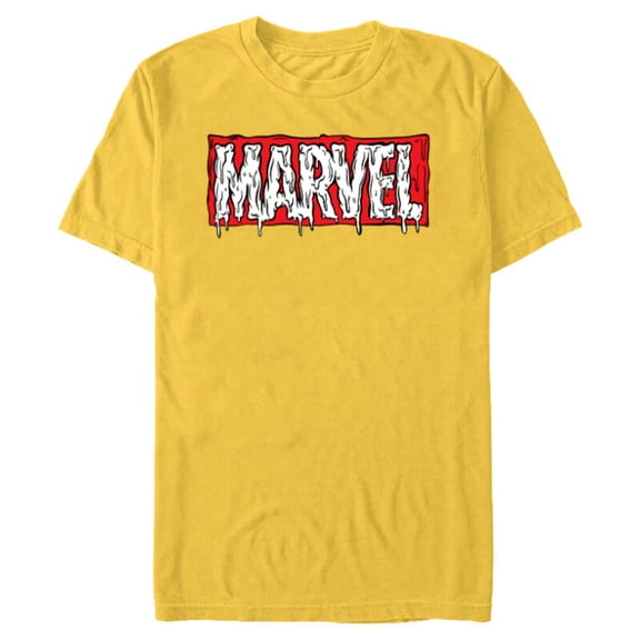 Marvel Logo Melting Paint Drip - Short Sleeve Blended T-Shirt for Adults - Customized-Yellow