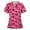 Hot Pink, variant on Pitauce Scrub Tops for Women V Neck Heart Print Nursing Workwear Valentine's Day Stretch Healthcare Working Uniform T Shirt with Pockets on Clearance