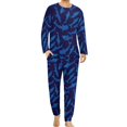 thumbnail image 1 of Pijama de tiburón divertido, conjunto de pijama de 2 piezas con estampado de vida marina de manga larga para hombre, ropa de dormir romántica de gran tamaño con gráficos de otoño, 1 of 5