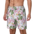 thumbnail image 2 of Qekee Lilies Flowers print Mens Swim Quick Dry Stretch Swim Shorts Lining Bathing Suits Swimwear Beach Shorts with Pockets, 2 of 9