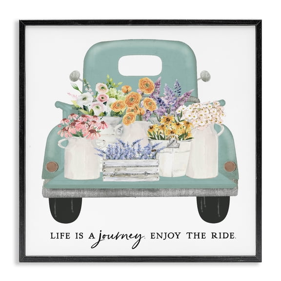 Enjoy Ride Floral Truck Black Framed Giclee Art, design by Lettered and Lined
