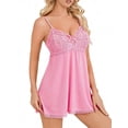 thumbnail image 4 of ValueVibe Lingerie for Women Lace Babydoll V Neck Nightwear Spaghetti Strap Chemise Nighty, Pink 3XL, 4 of 8