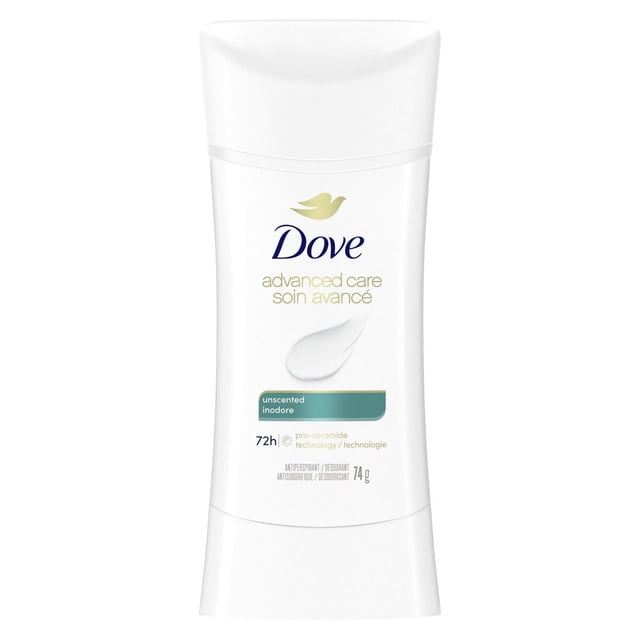 Dove Advanced Care Antiperspirant Deodorant Stick Unscented, 74 g