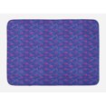 thumbnail image 1 of Jungle Leaves Bath Mat, Geometric and Hawaiian Circular, Plush Bathroom Decor Mat with Non Slip Backing, 29.5" X 17.5", Fuchsia Violet Blue, by Ambesonne, 1 of 2