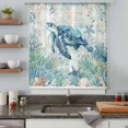 thumbnail image 5 of Teal Turtle Coastal Sheer Curtains 72 Inches Long, Summer Beach Coral Nautical Ocean Light Filering Curtains, Breathable Simi Curtain Privacy Drapes for Living Room Bedroom Window Treatment, 5 of 9