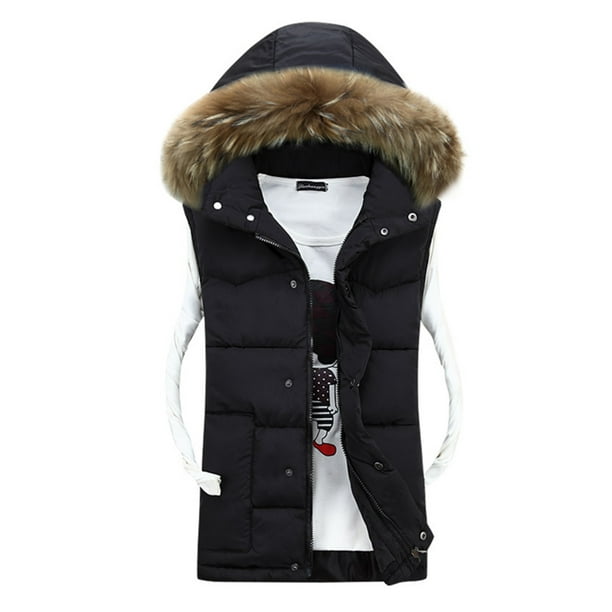 Womens Thicken Windproof Vest Mens Padded Quilted Puffer Sleeveless Winter Warm Vest with Hood - Walmart.com